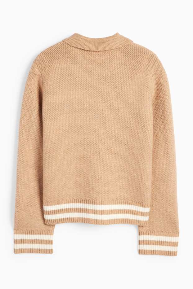 Women - Cardigan - textured - beige