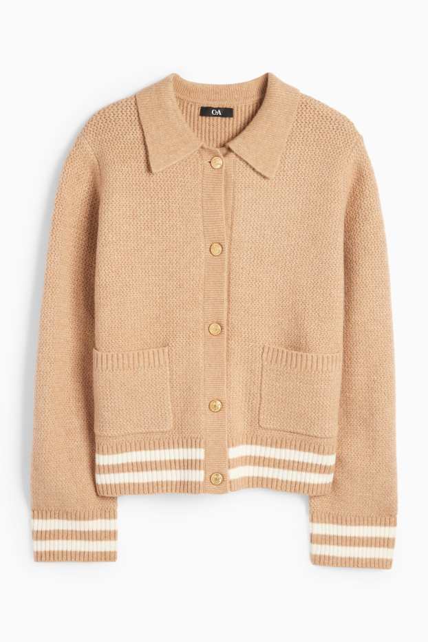Women - Cardigan - textured - beige