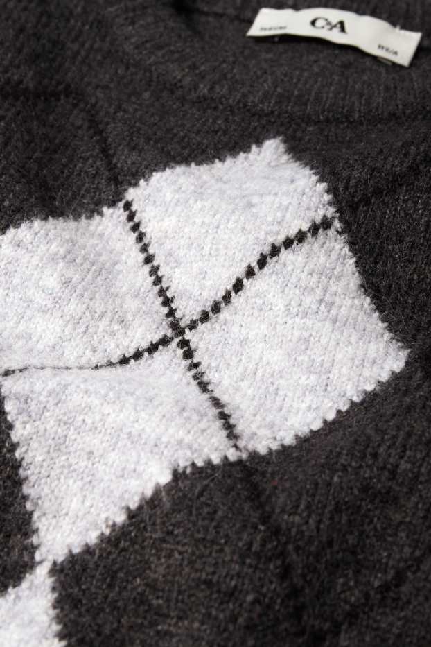 Enfants filles - Pull - à carreaux - noir / blanc