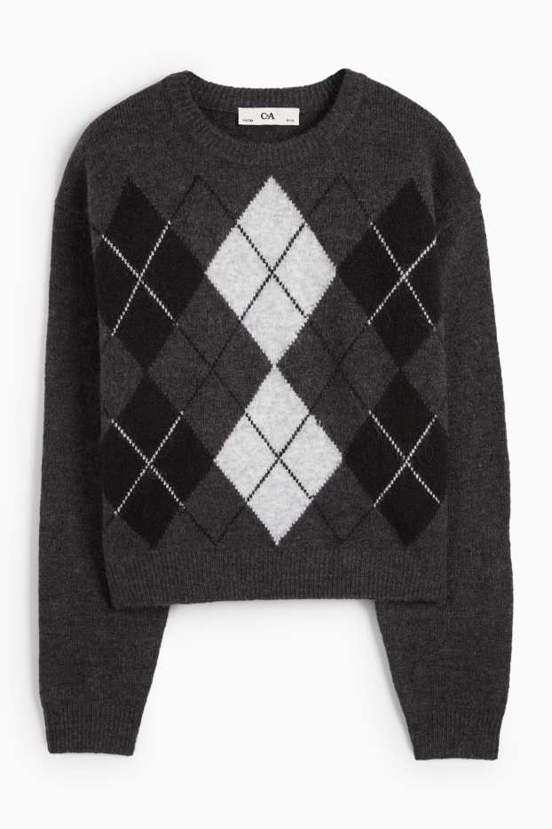 Enfants filles - Pull - à carreaux - noir / blanc