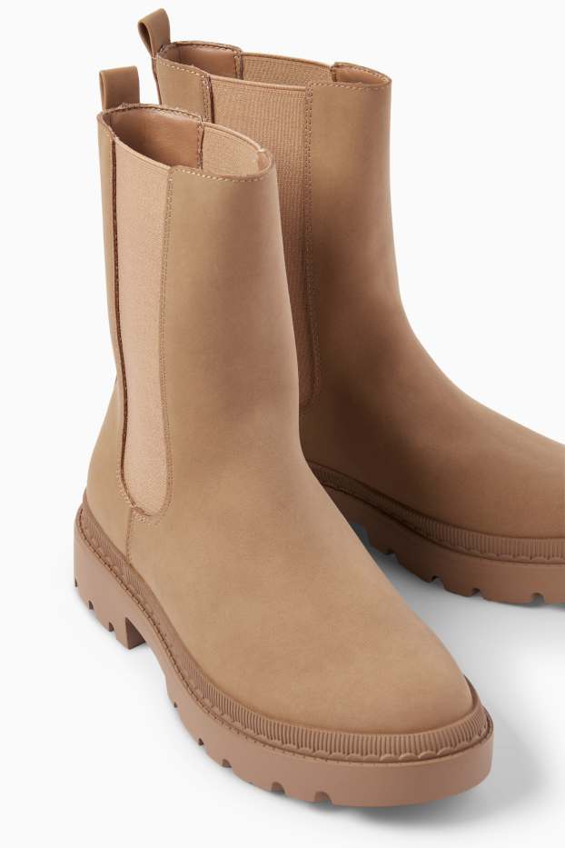 Women - Chelsea boots - faux leather - light brown