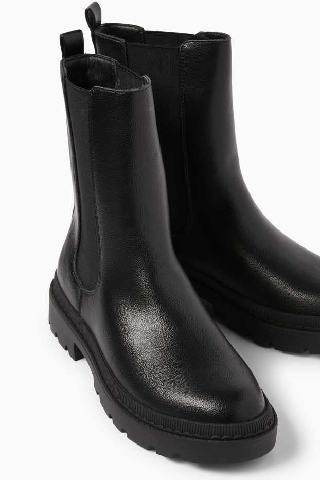 Damen - Chelsea Boots - Lederimitat - schwarz
