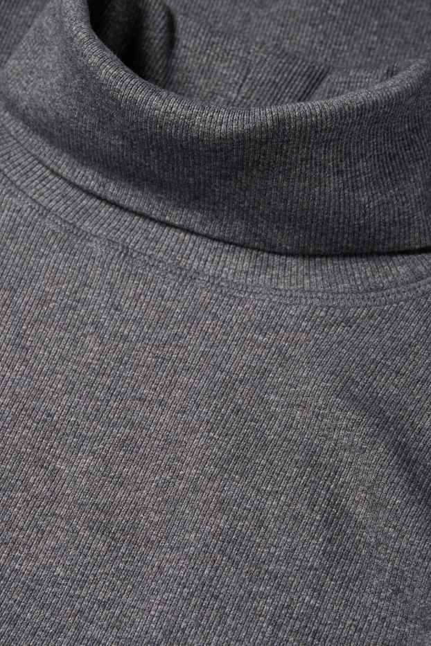 Damen - Rollkragenshirt - gerippt - dunkelgrau