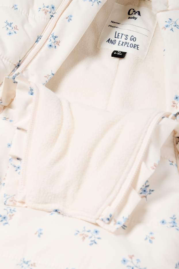 Bébés filles - Petites fleurs - combinaison de neige à capuche pour bébé - blanc crème