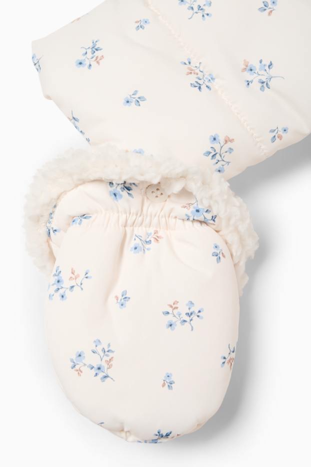 Bébés filles - Petites fleurs - combinaison de neige à capuche pour bébé - blanc crème