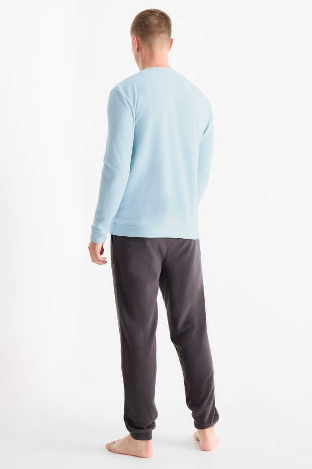 Men - Fleece pyjamas - light turquoise