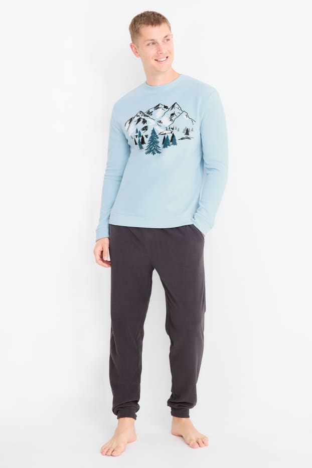 Men - Fleece pyjamas - light turquoise
