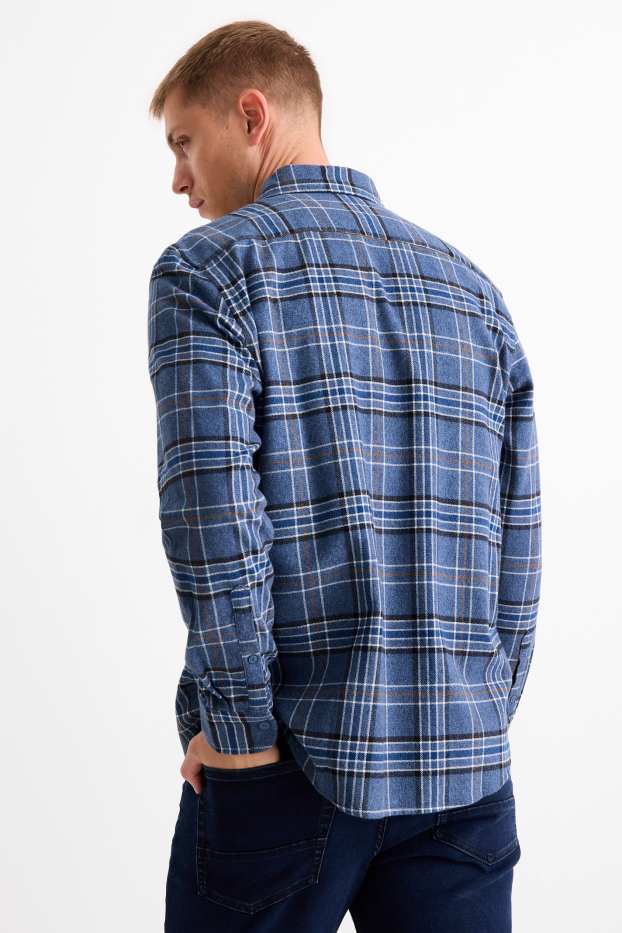 Herren - Flanellhemd - Regular Fit - Kent - kariert - blau