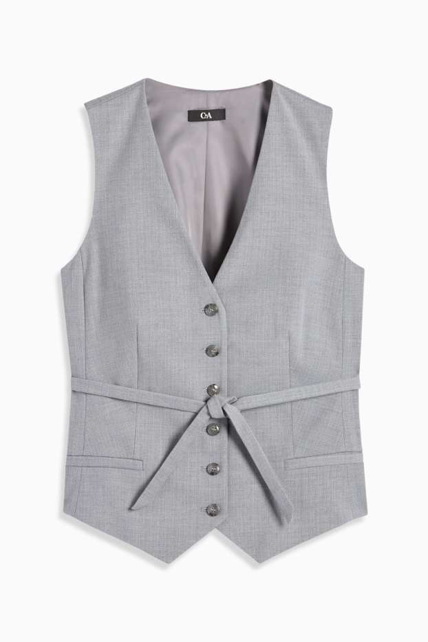 Women - Business waistcoat - regular fit - pinstripes - gray