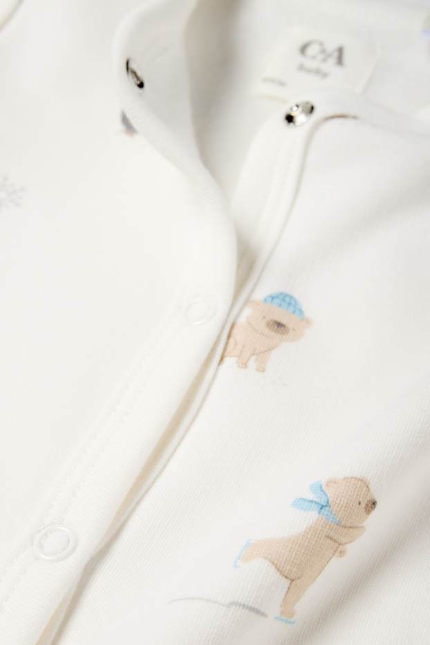 Baby Jungen - Pinguin, Bärchen und Häschen - Baby-Schlafanzug - cremeweiss