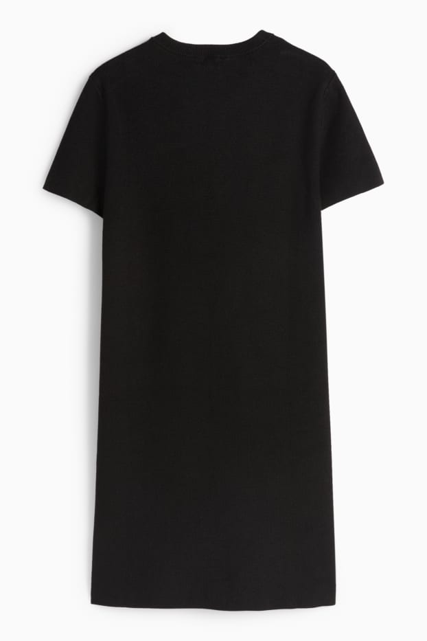 Damen - Strickkleid - Straight Fit - schwarz