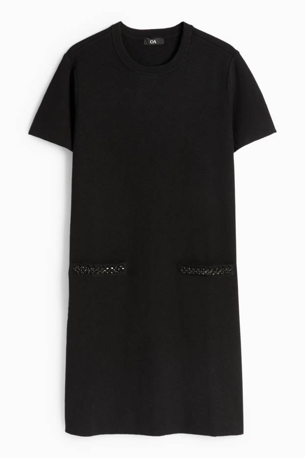 Damen - Strickkleid - Straight Fit - schwarz