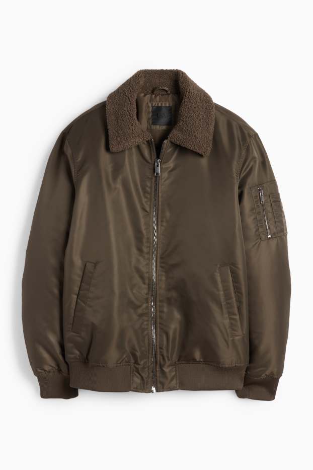 Men - Bomber jacket - lined - dark green