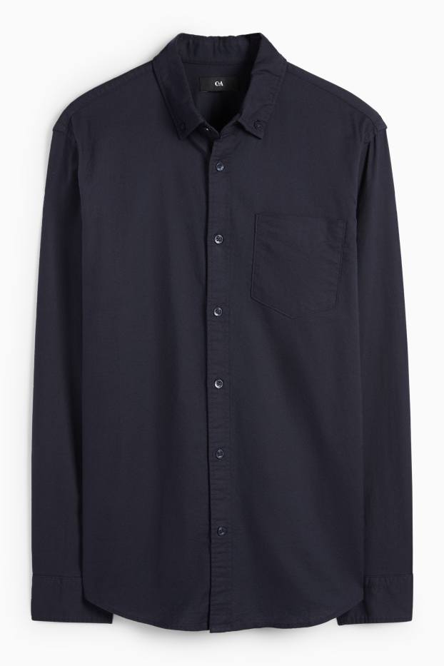 Herren - Hemd - Regular Fit - Button-down - dunkelblau