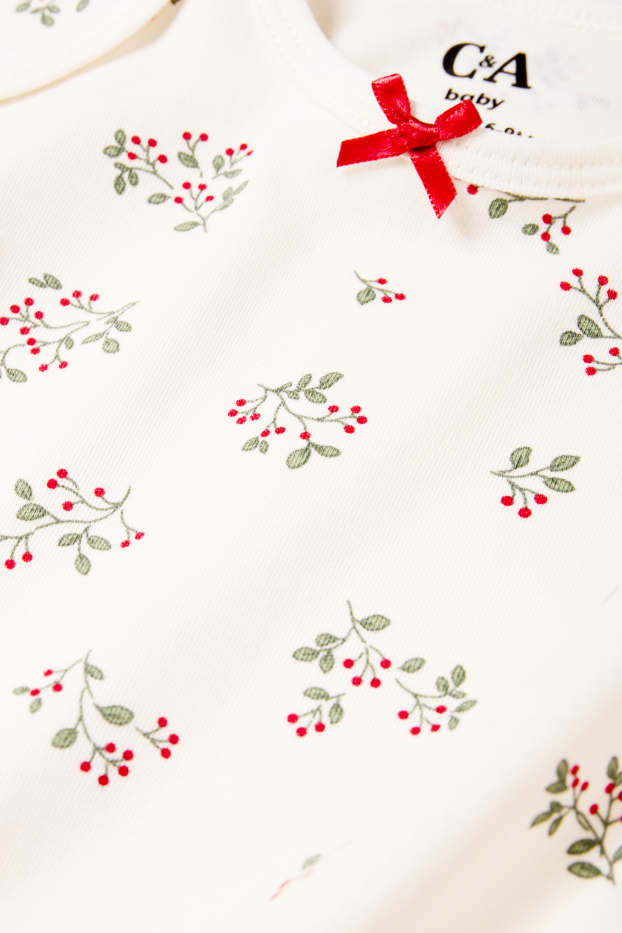 Baby Mädchen - Mistelzweig - Weihnachts-Baby-Body - cremeweiss