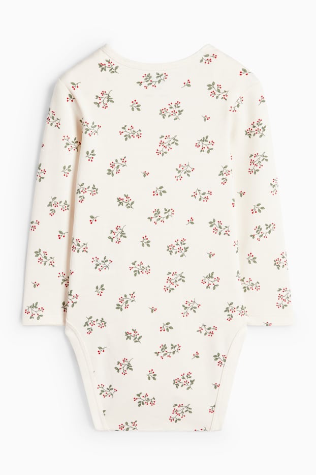 Baby Mädchen - Mistelzweig - Weihnachts-Baby-Body - cremeweiss