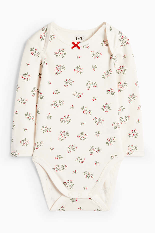 Baby Mädchen - Mistelzweig - Weihnachts-Baby-Body - cremeweiss