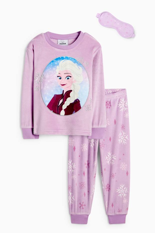 Niñas - Frozen - conjunto - pijama de invierno y antifaz - violeta claro