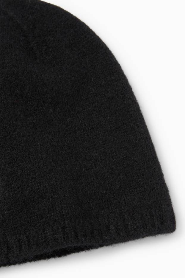 Damen - Kaschmir-Beanie - schwarz