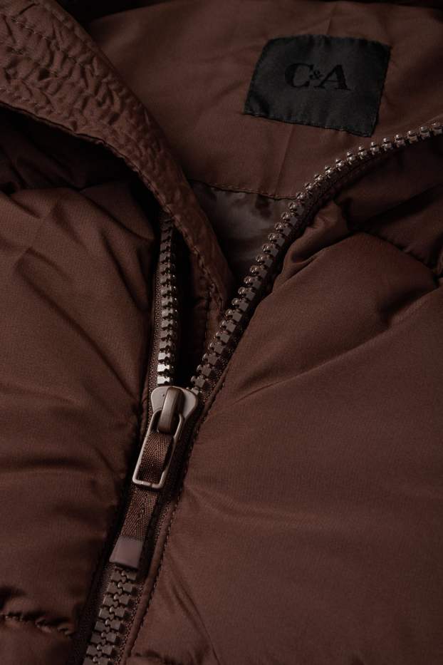 Herren - Steppjacke mit Kapuze - dunkelbraun