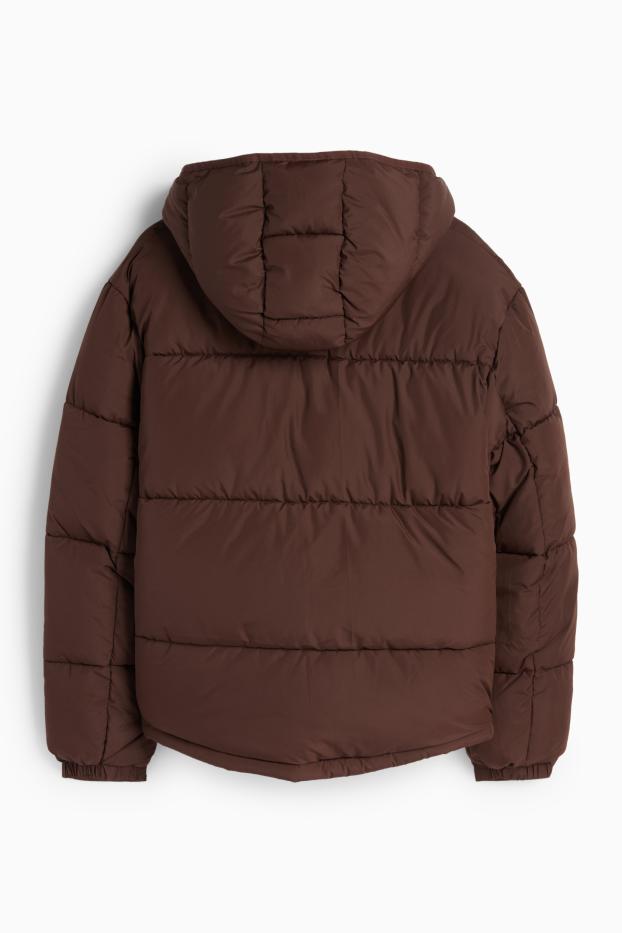 Herren - Steppjacke mit Kapuze - dunkelbraun