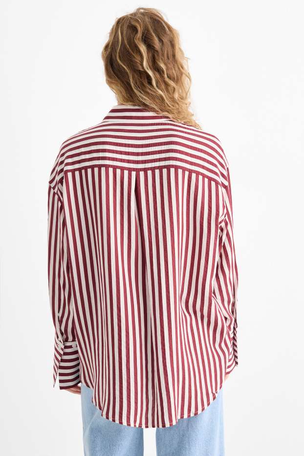Dames - Blouse - gestreept - rood / crème wit