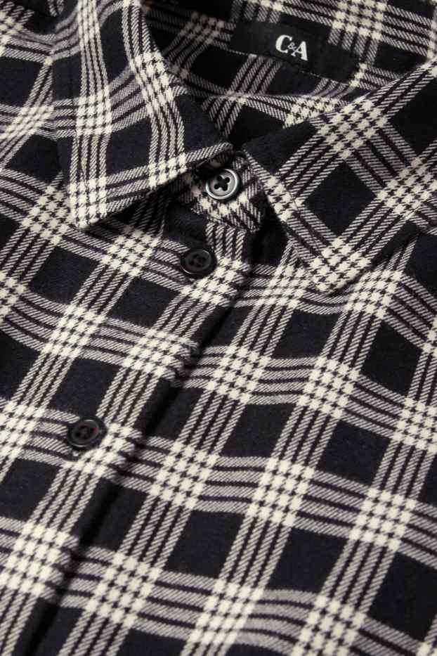 Damen - Flanellbluse - kariert - schwarz / weiss