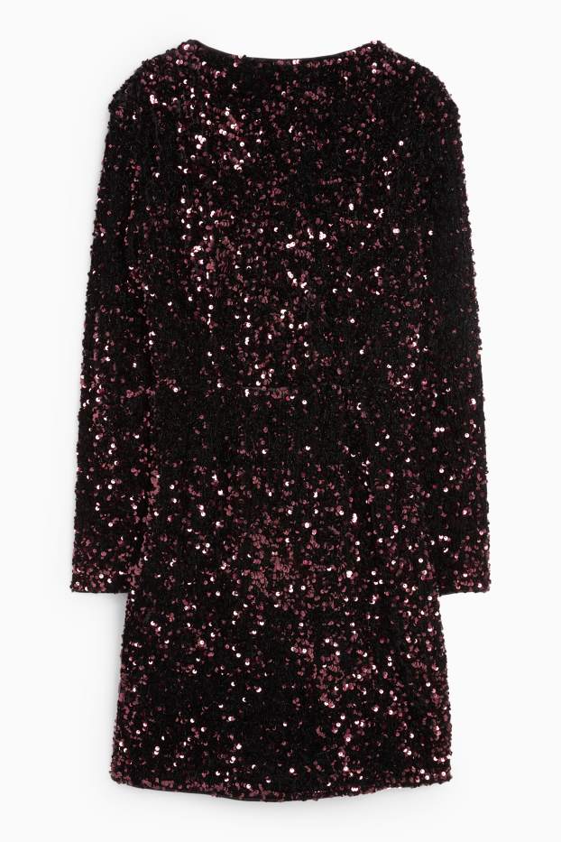Dámské - Pajetkové bodycon šaty - bordeaux