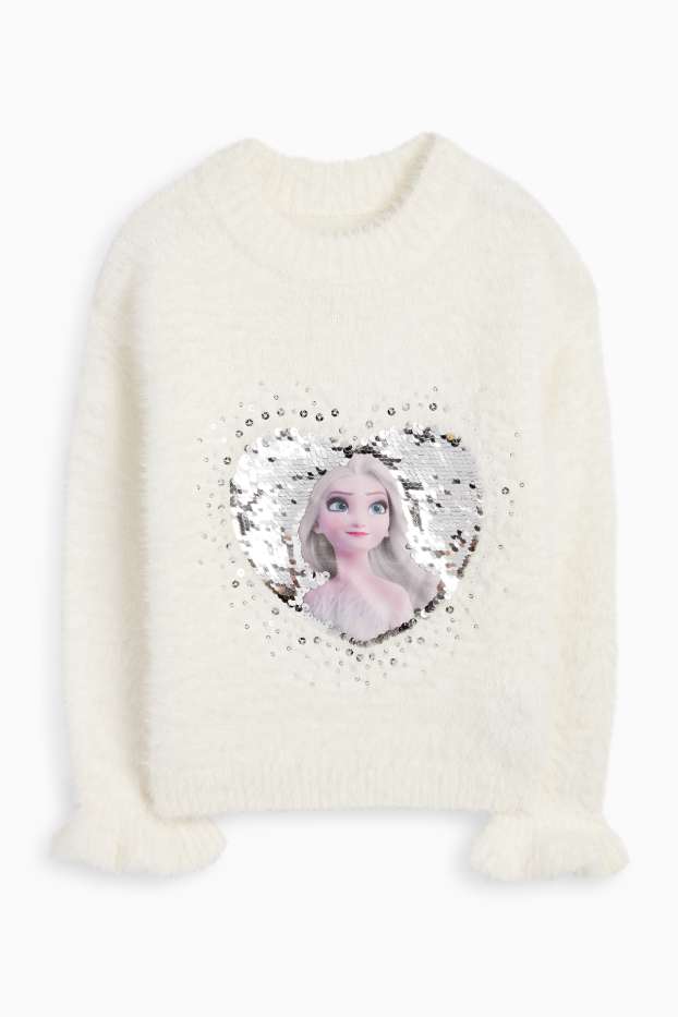Enfants filles - La Reine des Neiges - pull - blanc crème
