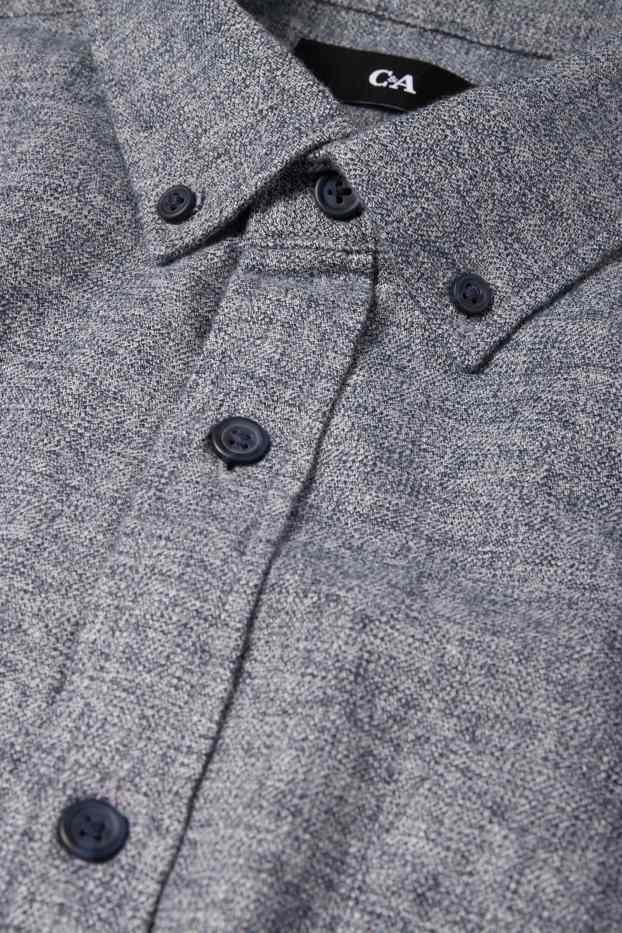 Hommes - Chemise - regular fit - col button-down - bleu foncé-chiné