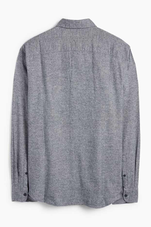 Hommes - Chemise - regular fit - col button-down - bleu foncé-chiné