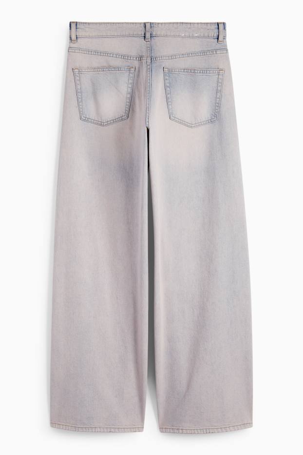 Dames - Wide leg jeans - low waist - roze