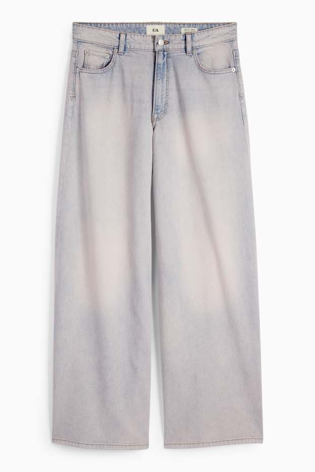 Dames - Wide leg jeans - low waist - roze