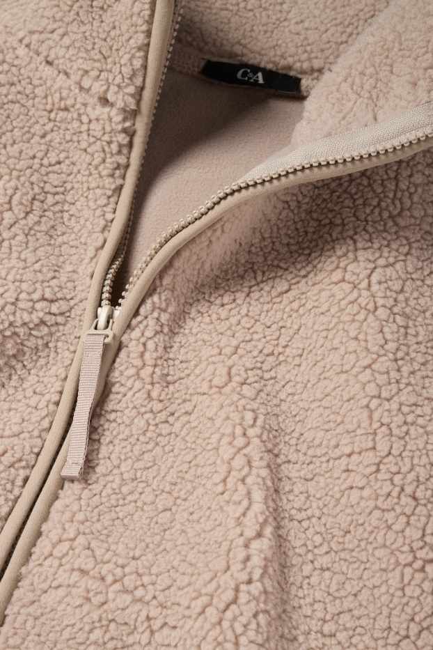 Femmes - Sweat zippé en peluche - beige