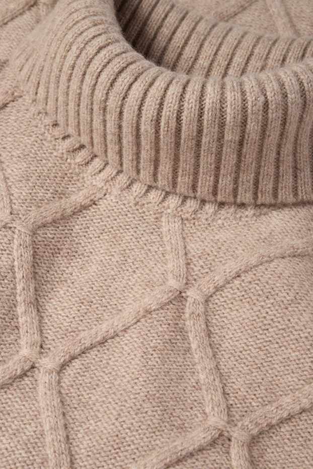 Hombre - Jersey de cuello vuelto con mezcla de cachemir - mezcla de lana - beis