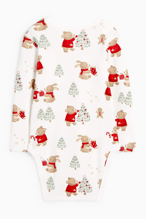 Neonati - Orsacchiotto e albero di Natale - body natalizio per neonati - bianco