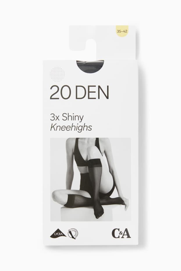 Femmes - Lot de 3 paires - mi-bas - LYCRA® - 20 DEN - noir