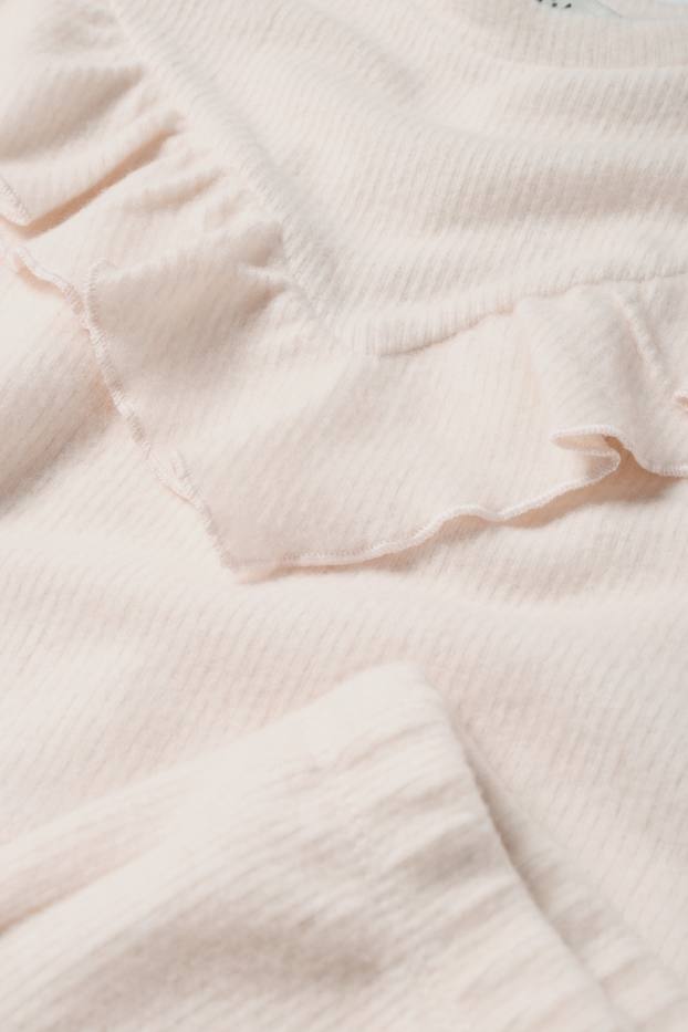 Enfants filles - Ensemble - pull et flared legging - côtelé - 2 pièces - rose clair