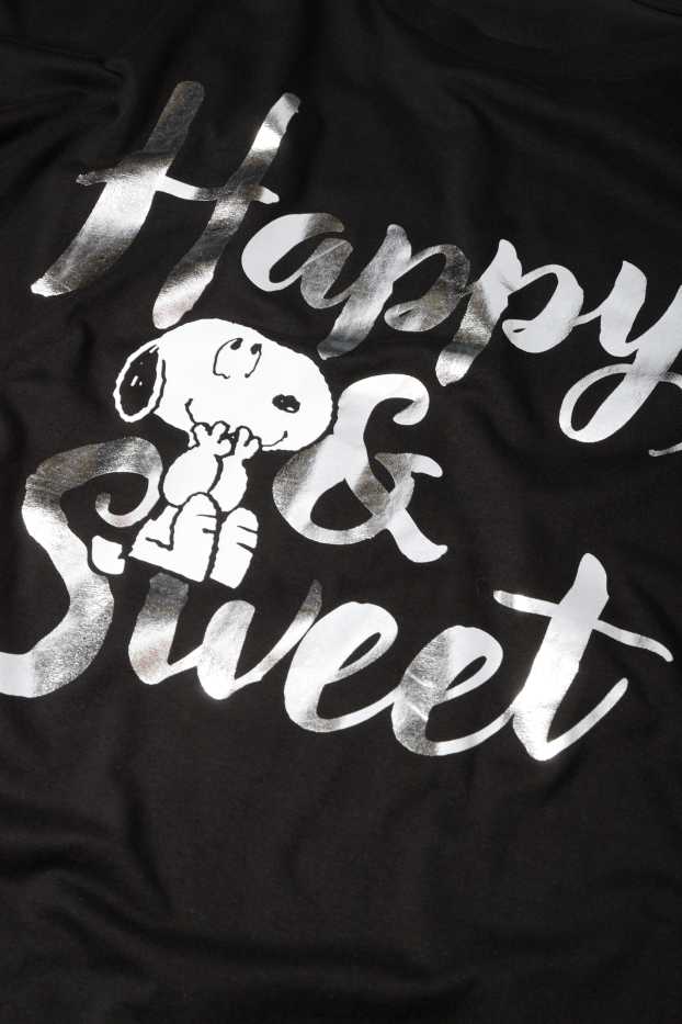 Donna - T-shirt - Snoopy - effetto brillante - nero