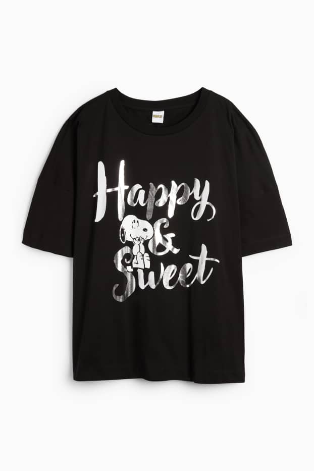 Donna - T-shirt - Snoopy - effetto brillante - nero