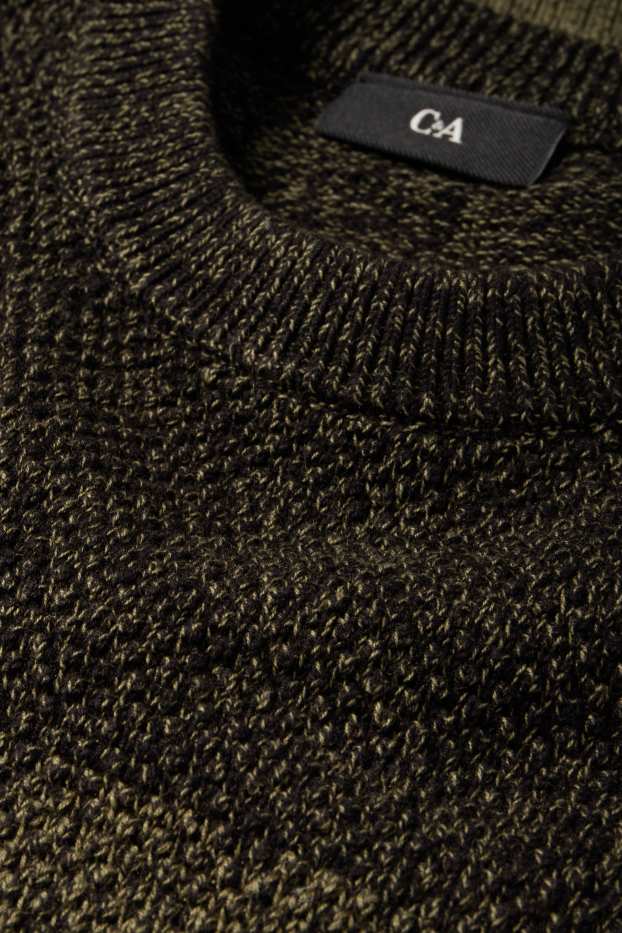 Herren - Pullover - gestreift - strukturiert - dunkelgrün