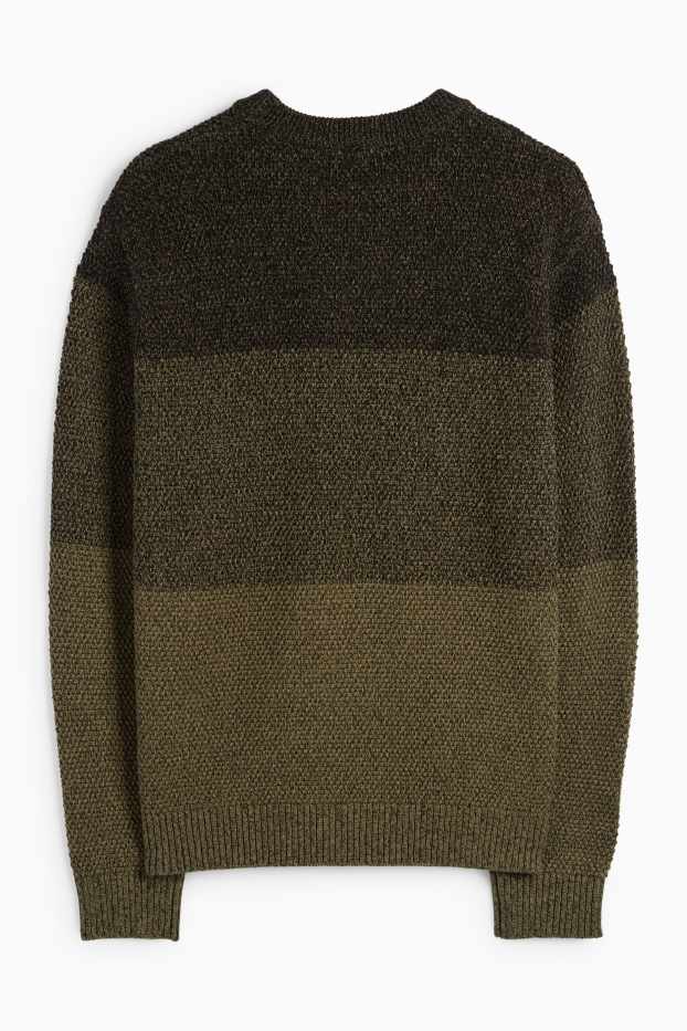 Herren - Pullover - gestreift - strukturiert - dunkelgrün
