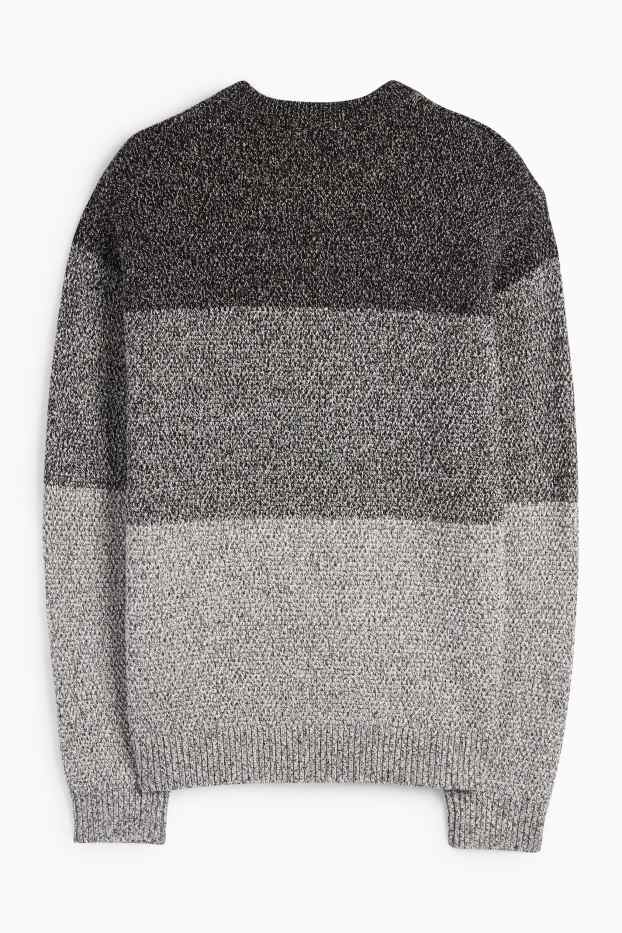 Herren - Pullover - gestreift - strukturiert - dunkelgrau
