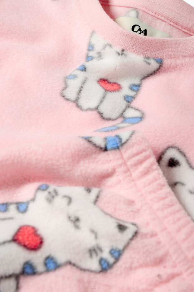 Kinder Mädchen - Katze - Winterpyjama - 2 teilig - rosa
