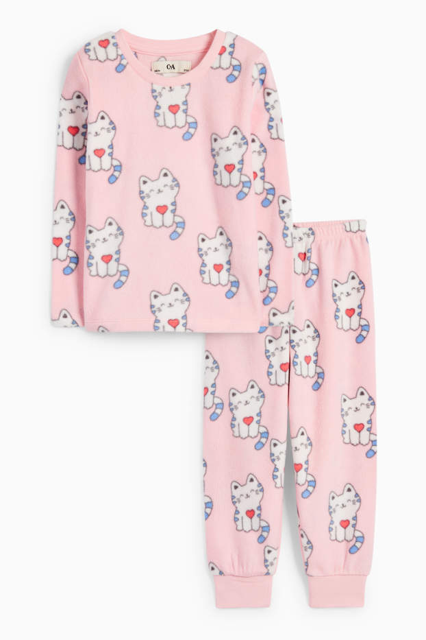 Kinder Mädchen - Katze - Winterpyjama - 2 teilig - rosa
