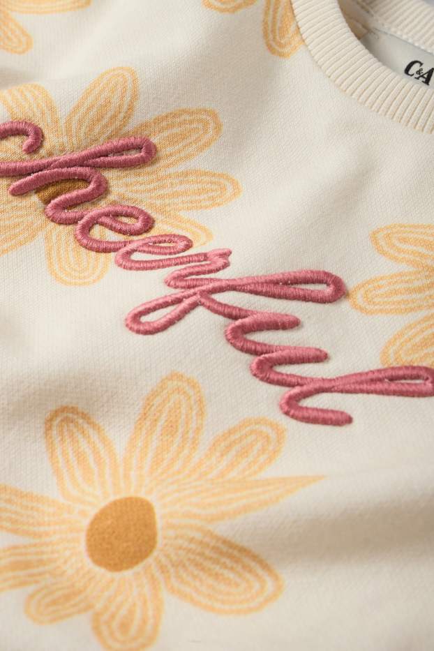 Enfants filles - Fleurs - sweat - blanc crème