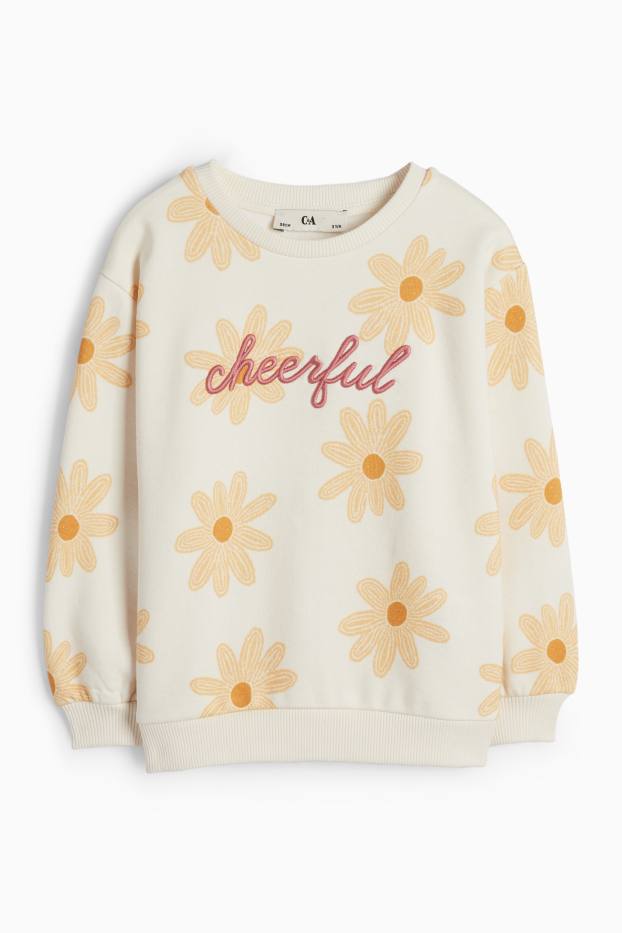Enfants filles - Fleurs - sweat - blanc crème