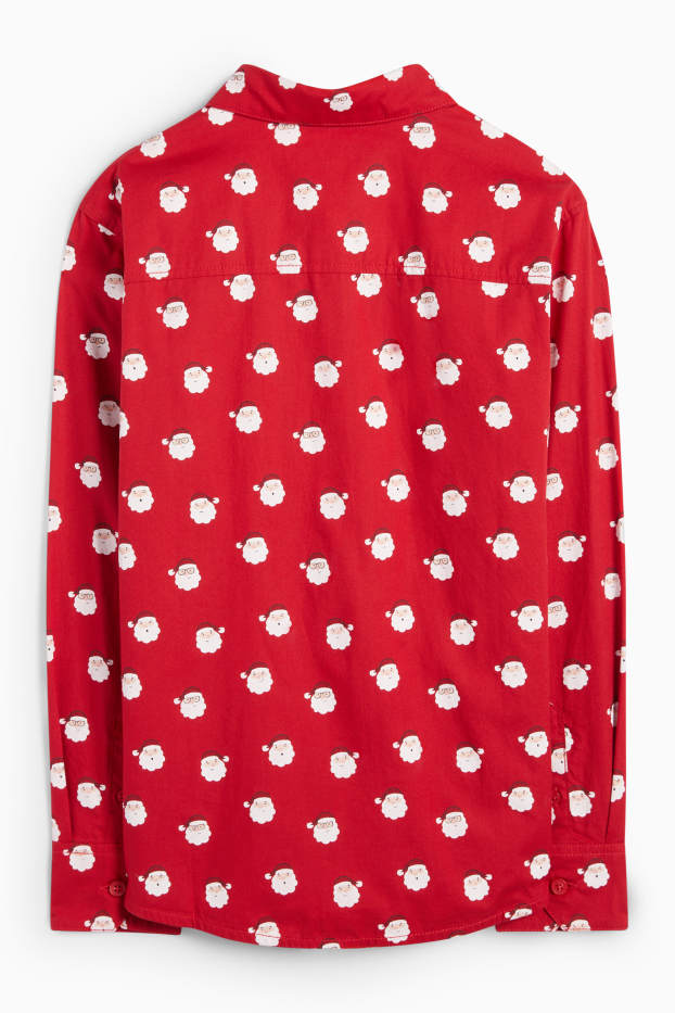 Kinderen: jongens - Kerstman - overhemd voor kerst - rood / wit