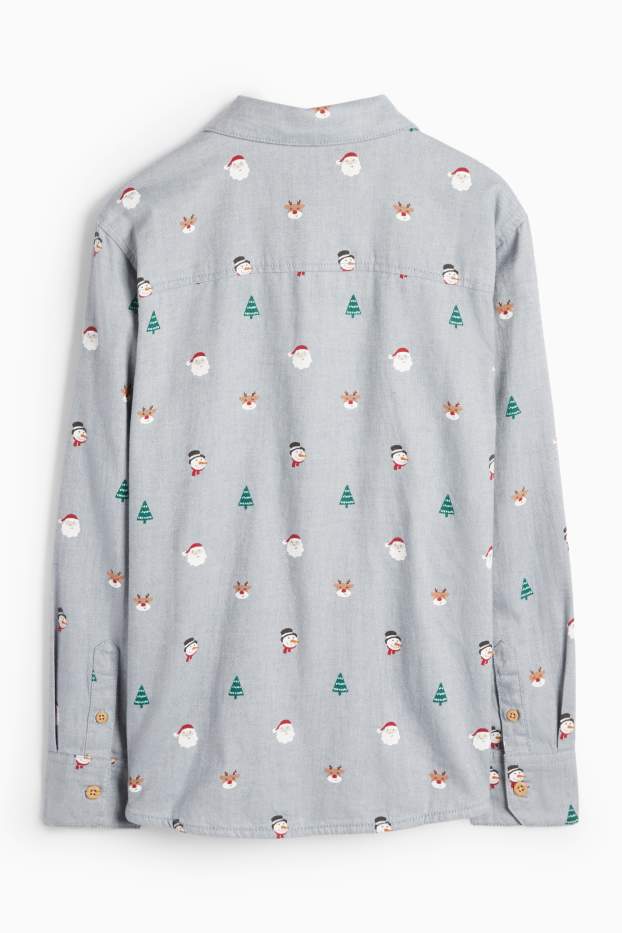 Niños - Camisa navideña - estampada - gris claro