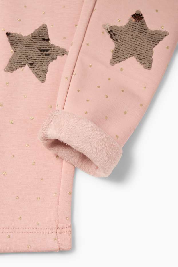 Kinder Mädchen - Stern - Thermoleggings - gepunktet - pink